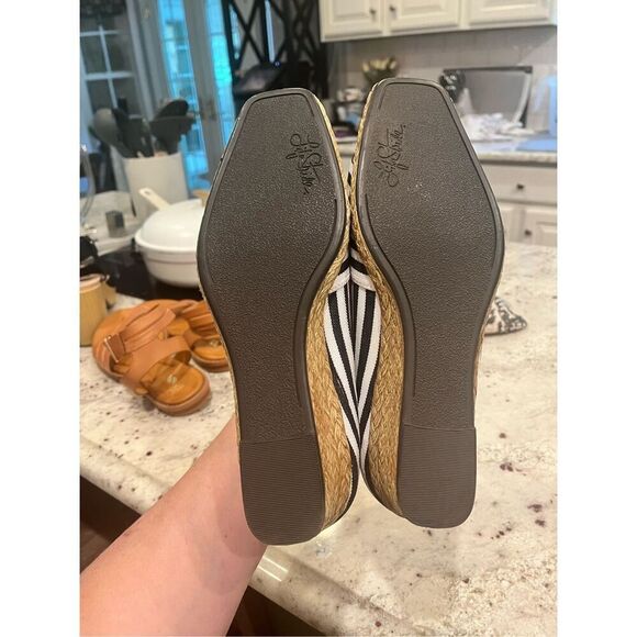 Life Stride Black & White Stripe Jute Espadrille Low Wedge sz 9 NWOT - Picture 6 of 6